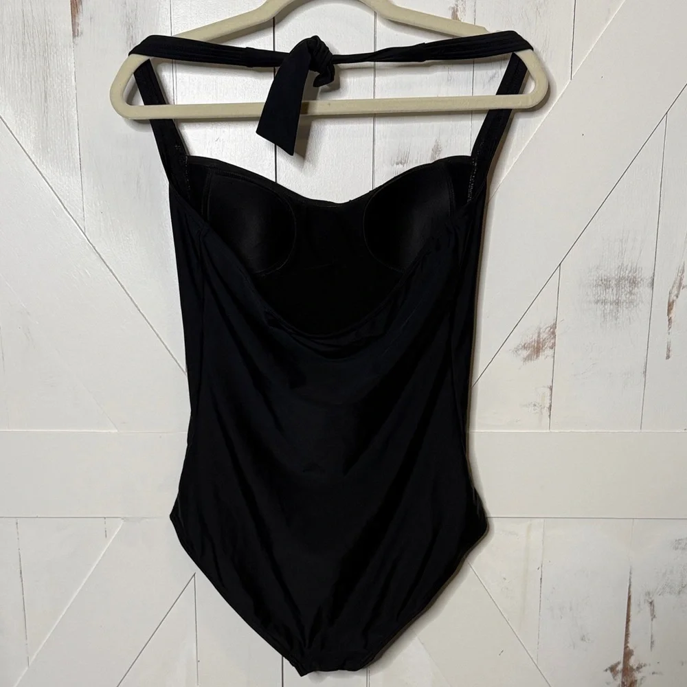 Disney Black Halter Ruched One Piece Swimsuit